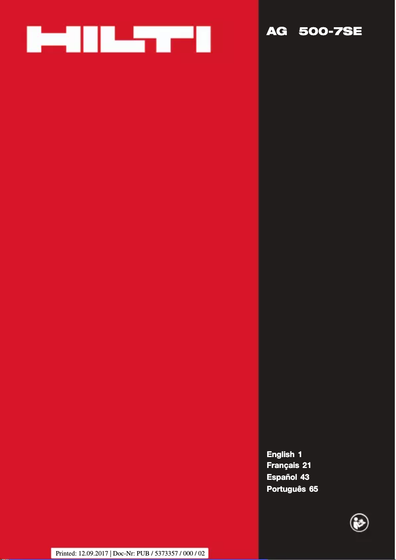 Page 1 de la notice Manuel utilisateur Hilti AG 500-7SE
