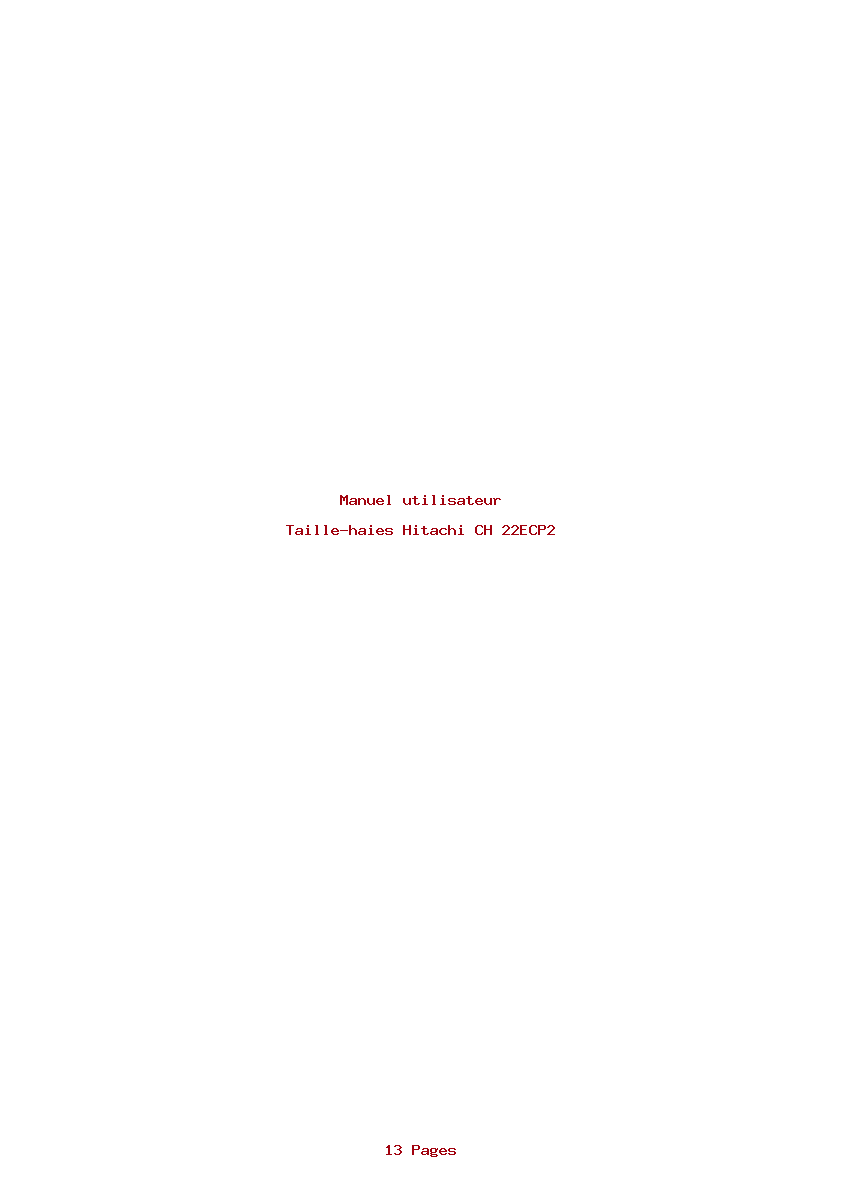 Page 1 de la notice Manuel utilisateur Hitachi CH 22ECP2