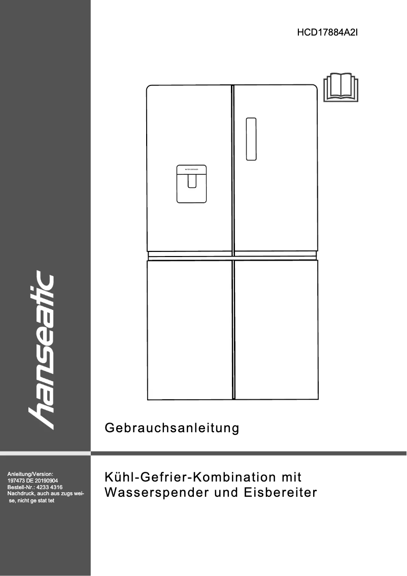 Page 1 de la notice Manuel utilisateur Hanseatic HCD17884A2I
