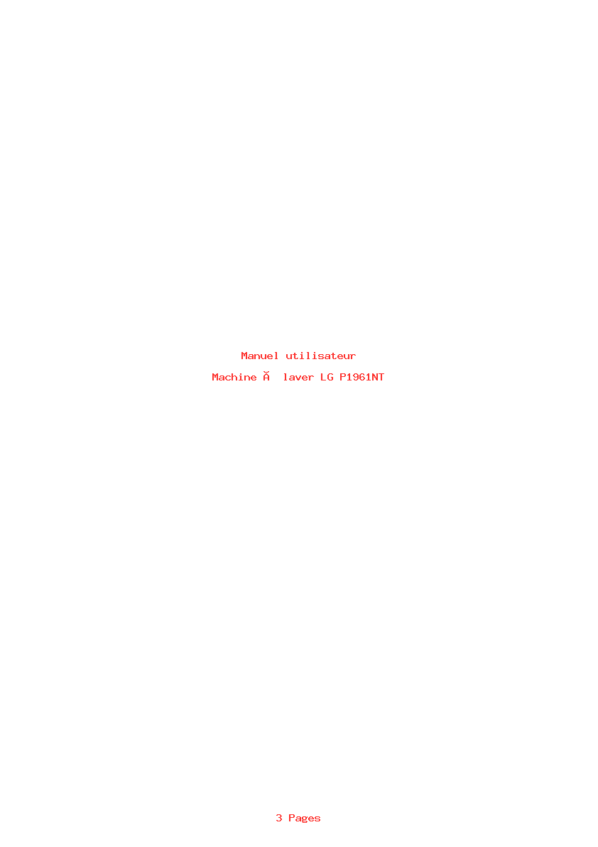 Page 1 de la notice Manuel utilisateur LG P1961NT