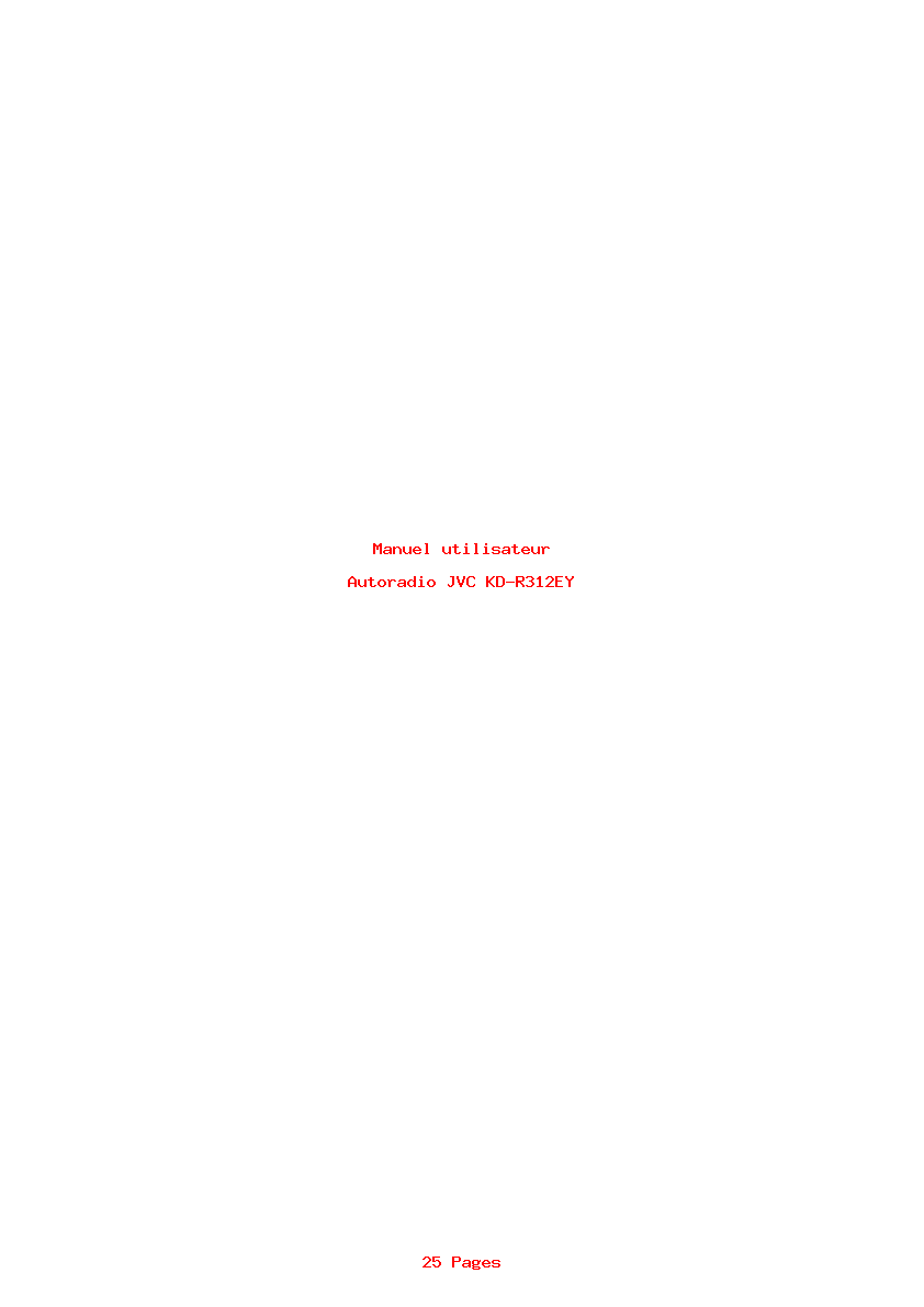 Page 1 de la notice Manuel utilisateur JVC KD-R312EY