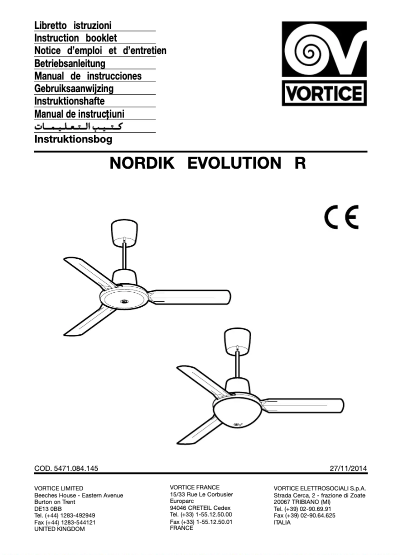 Page 1 of the manual User Manual Vortice Nordik Evolution 120 WE