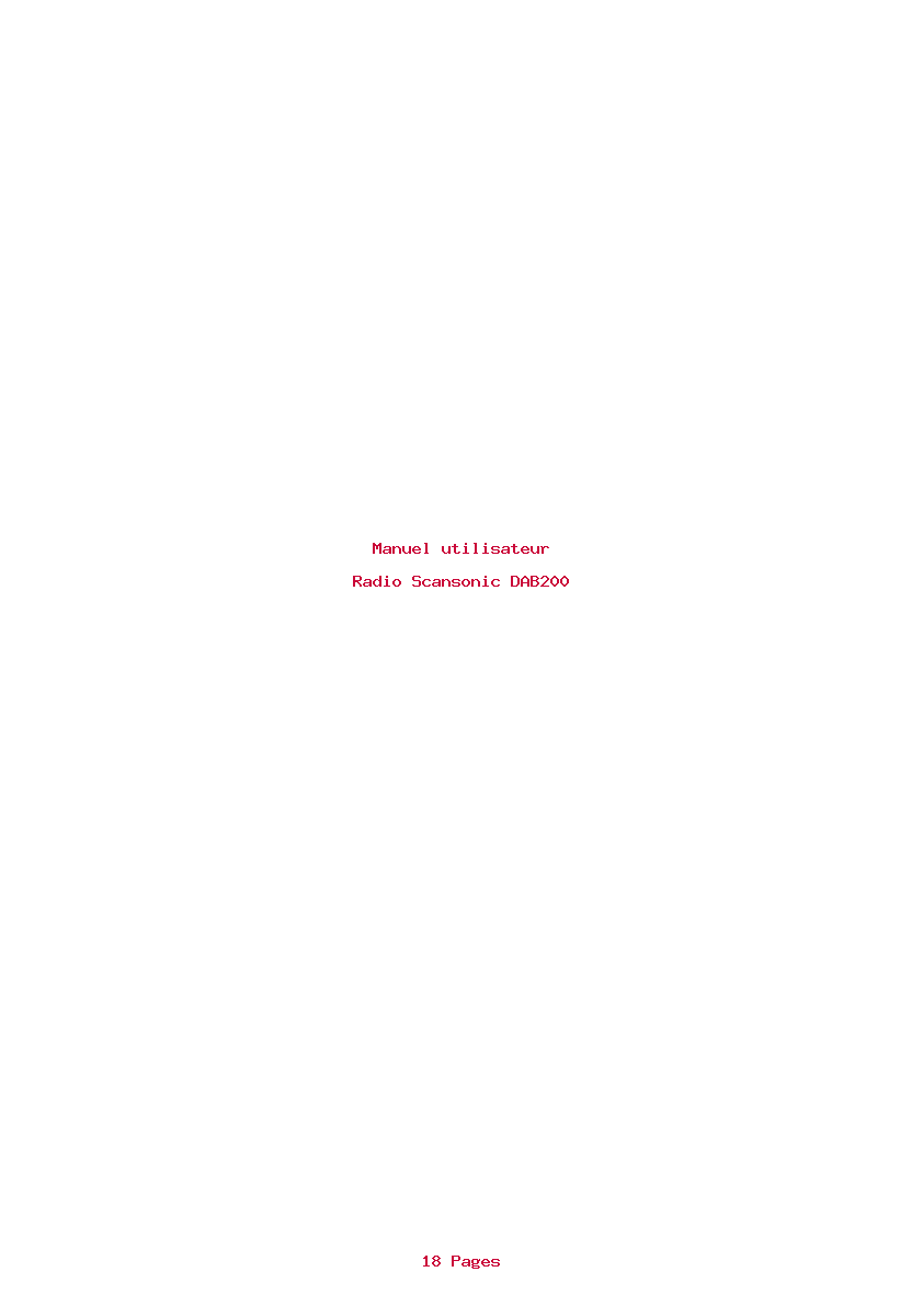 Page 1 de la notice Manuel utilisateur Scansonic DAB200