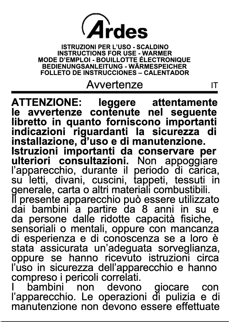 Page 1 de la notice Manuel utilisateur Ardes AR071