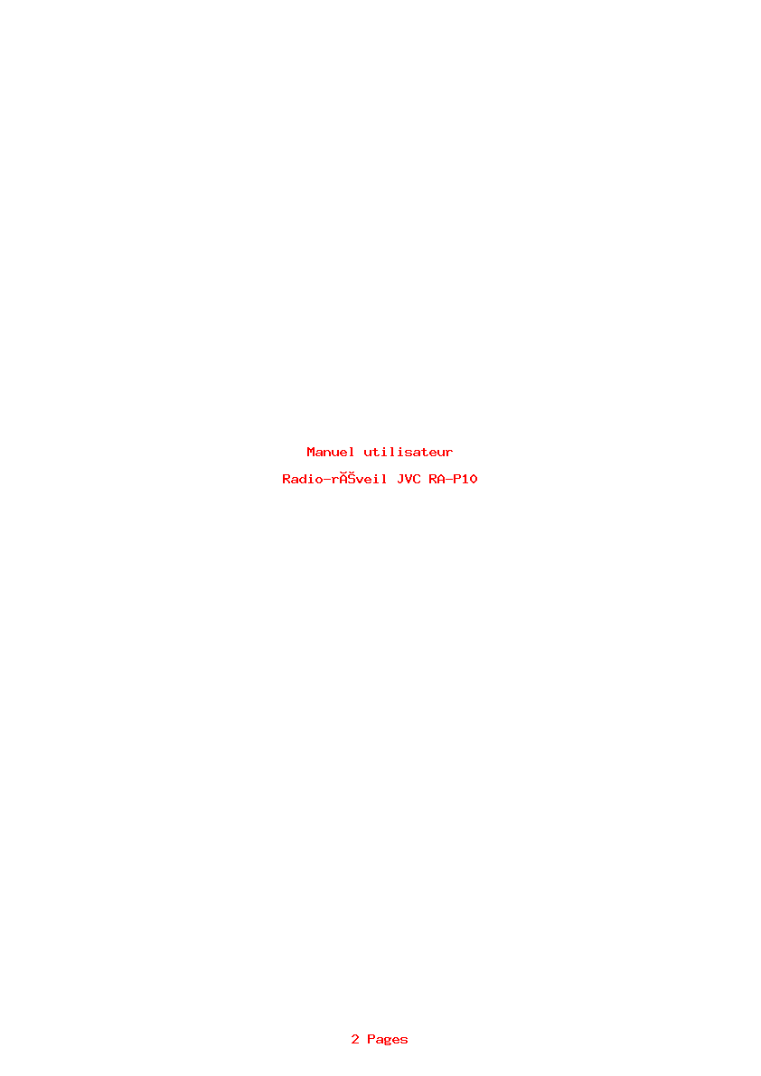 Image de la première page du manuel de l'appareil RA-P10