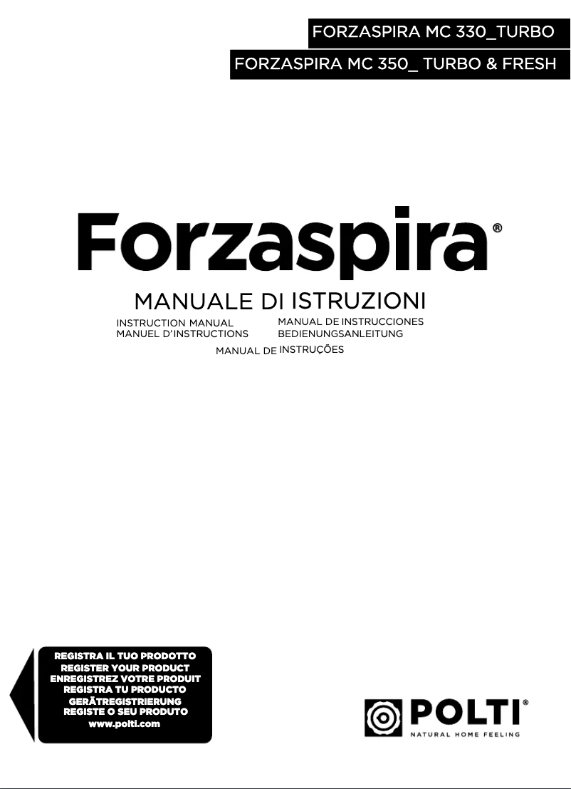 Page 1 de la notice Manuel utilisateur Polti Forzaspira MC 330 Turbo