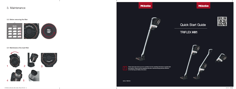 Página 1 del manual Guía de inicio rápido Miele Triflex HX1 Facelift