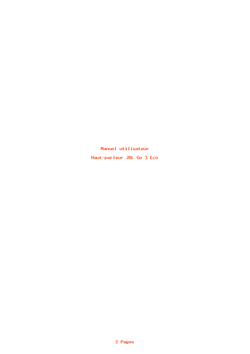 Page 1 de la notice Manuel utilisateur JBL Go 3 Eco