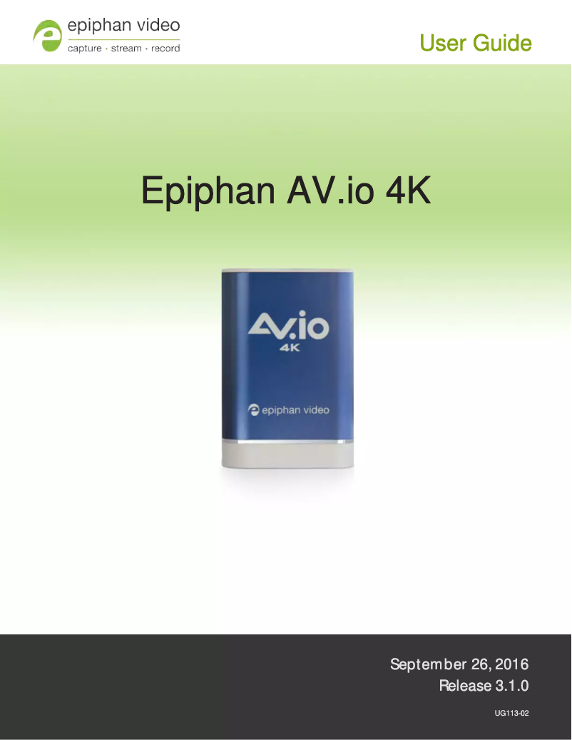 Página 1 del manual Manual de usuario Epiphan AV.io 4K