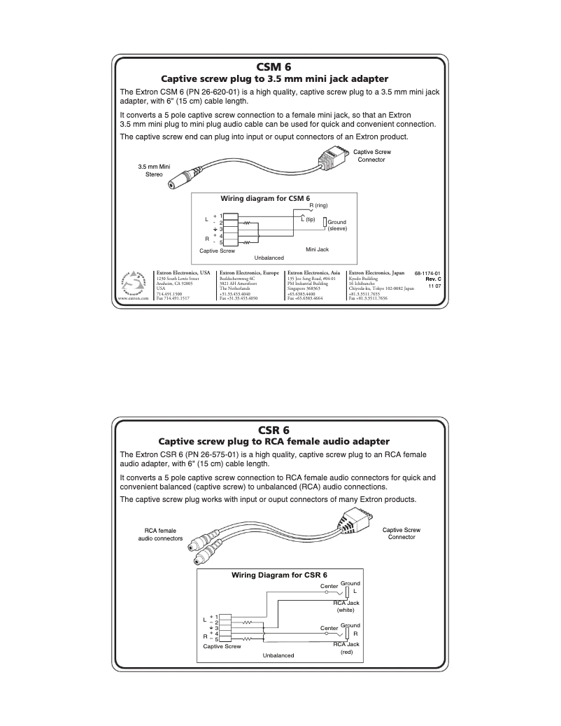 Page 1 de la notice Manuel utilisateur Extron CSR 6