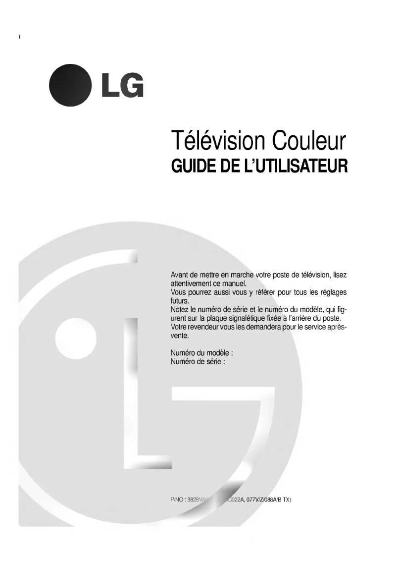 Page 1 of the manual User Manual LG CT-25H30VQ