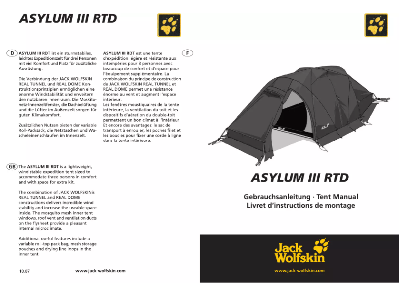 Página 1 del manual Manual de usuario Jack Wolfskin Aylum III RTD