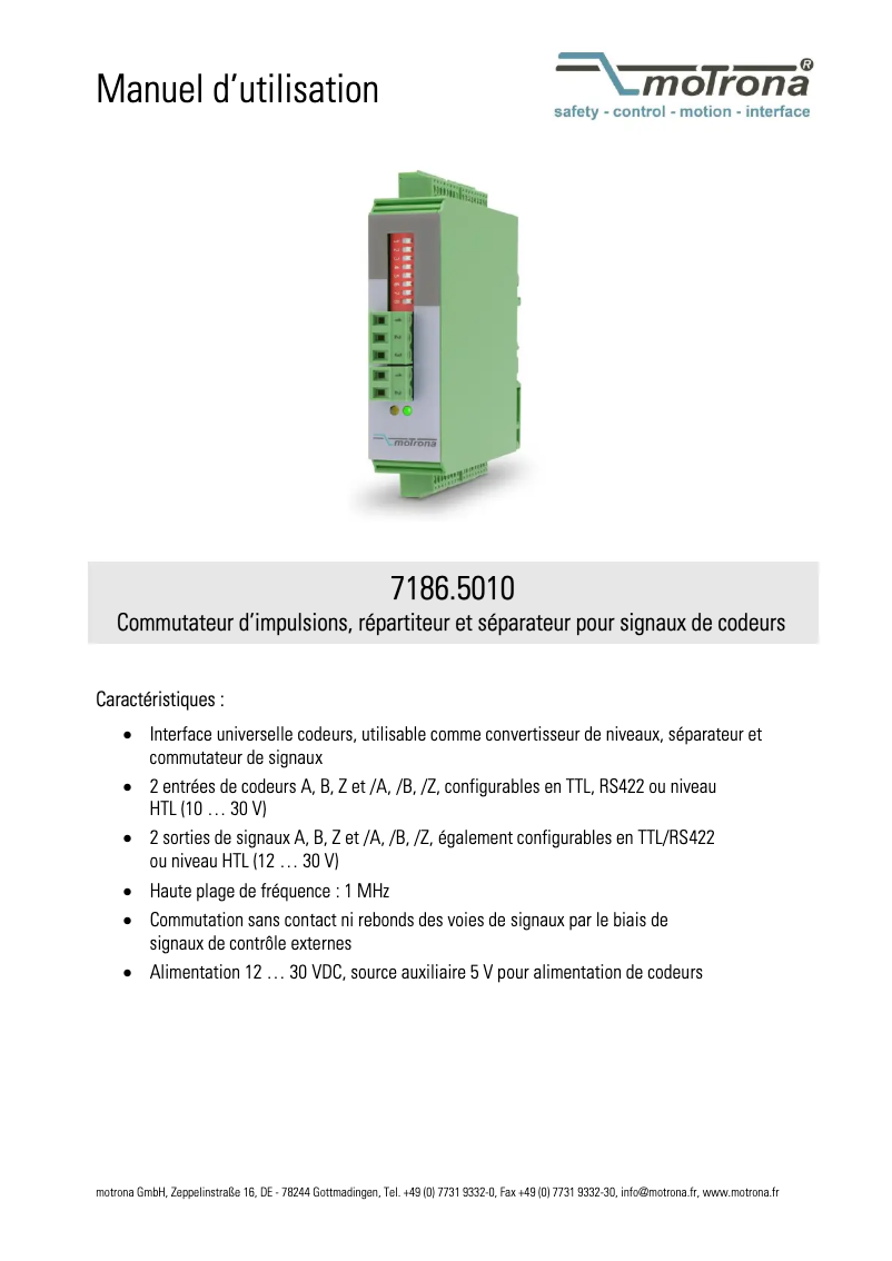 Página 1 del manual Manual de usuario Motrona 7186.5010