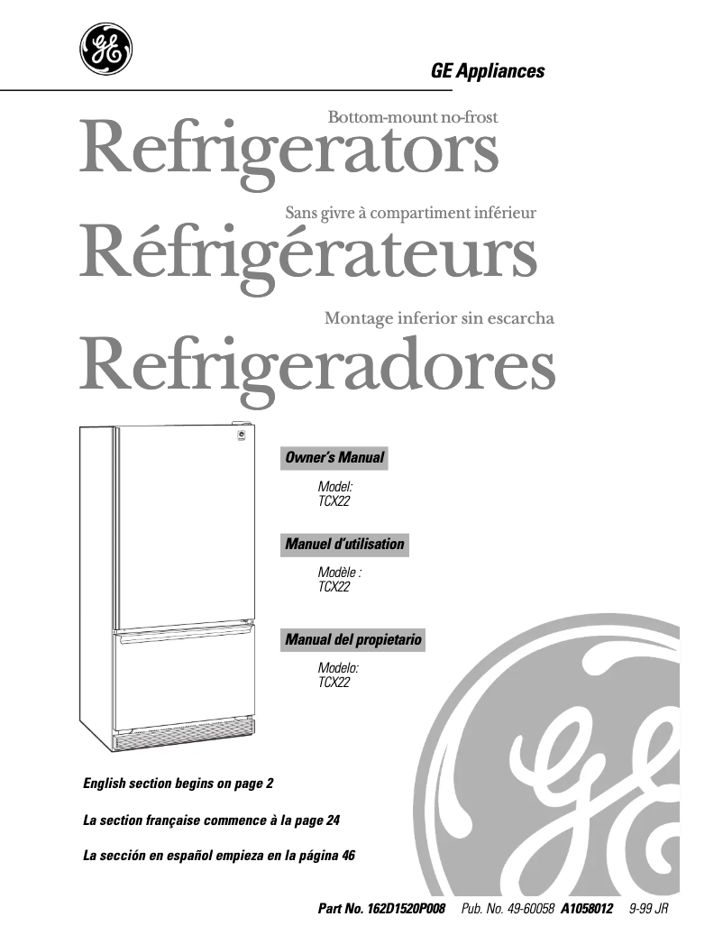 Página 1 del manual Manual de uso y mantenimiento GE Profile TCX22PACAA