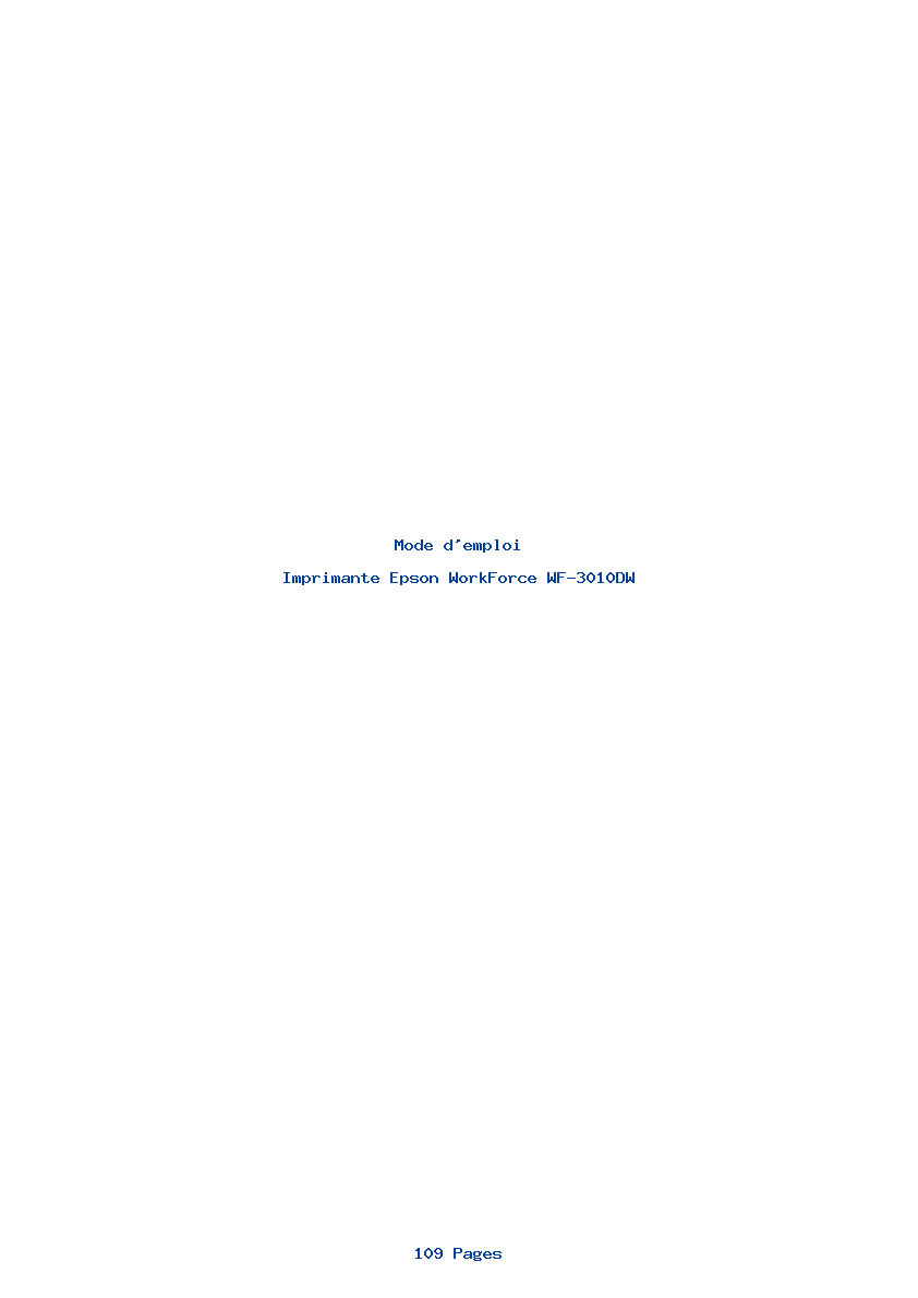 Page 1 de la notice Mode d'emploi Epson WorkForce WF-3010DW