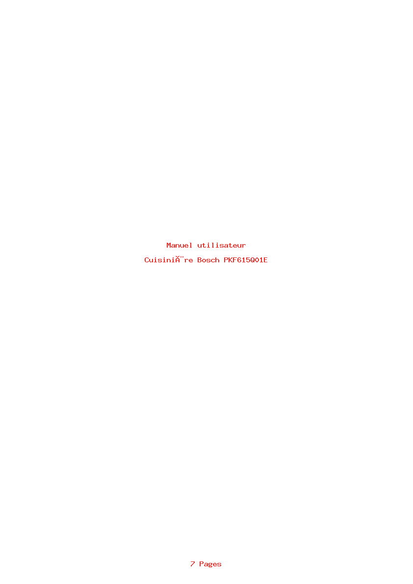 Page 1 de la notice Manuel utilisateur Bosch PKF615Q01E