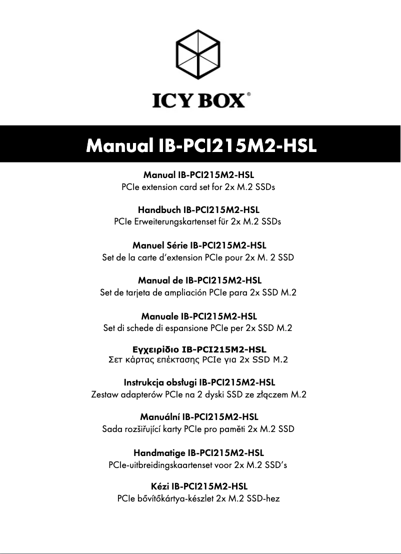 Page 1 de la notice Manuel utilisateur Icy Box IB-PCI215M2-HSL