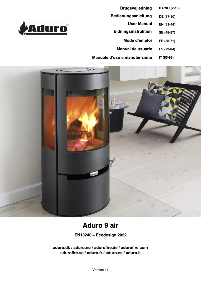 Page 1 de la notice Manuel utilisateur Aduro 9 Air