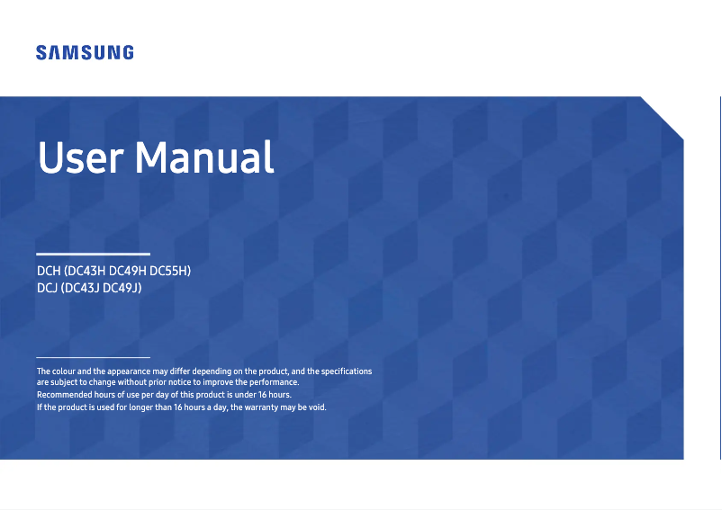 Página 1 del manual Manual de usuario Samsung LH43DCJPLGC