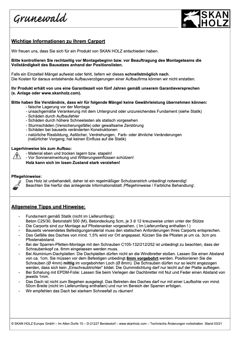Page 1 de la notice Manuel utilisateur Skan Holz Grunewald