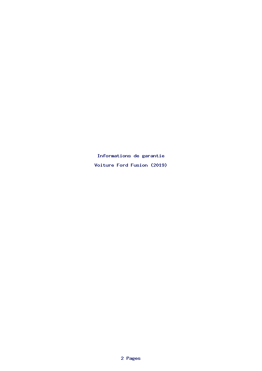 Page 1 de la notice Informations de garantie Ford Fusion (2019)
