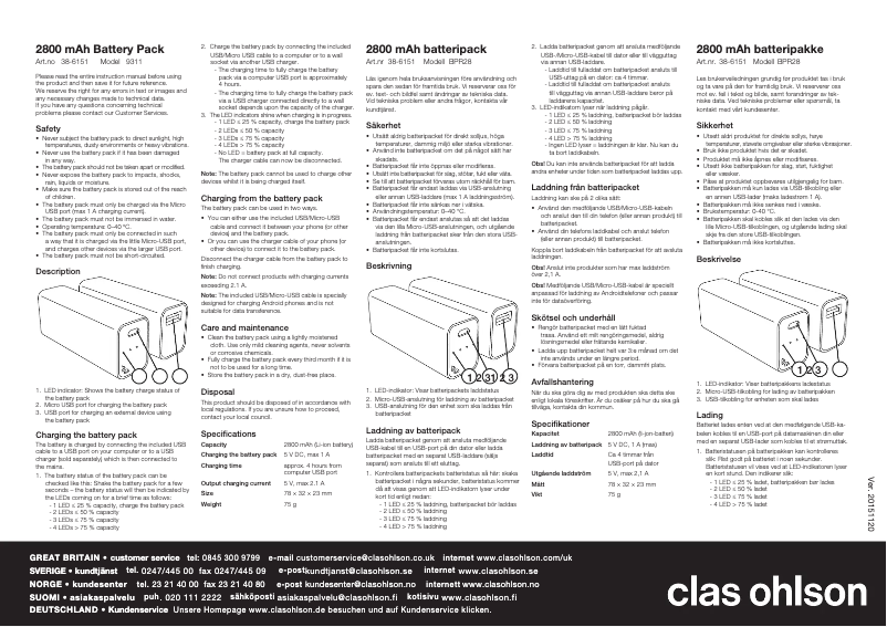 Page 1 of the manual User Manual Clas Ohlson 9311