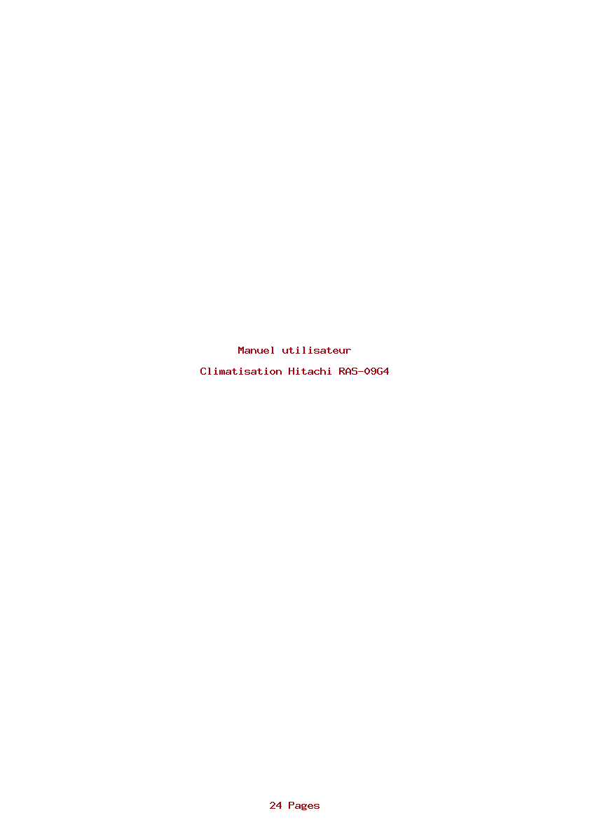 Page 1 de la notice Manuel utilisateur Hitachi RAS-09G4