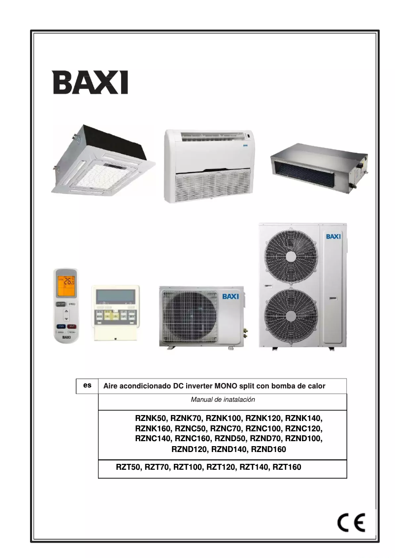 Page 1 de la notice Manuel utilisateur Baxi R410A