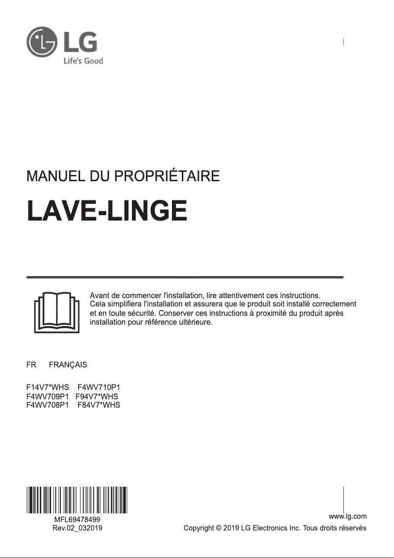 Image de la première page du manuel de l'appareil F4WV709P1