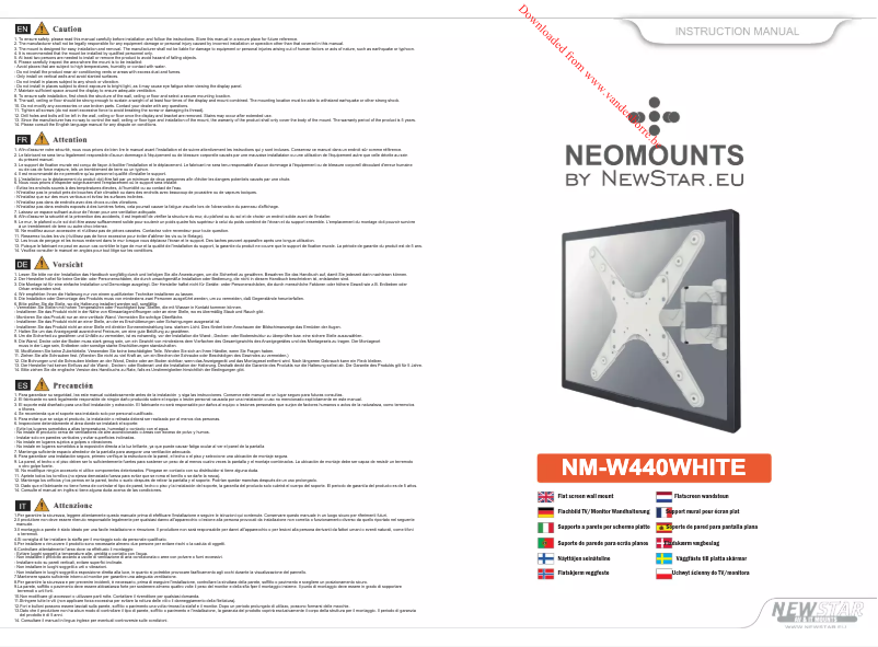 Page 1 de la notice Manuel utilisateur Newstar NM-W440