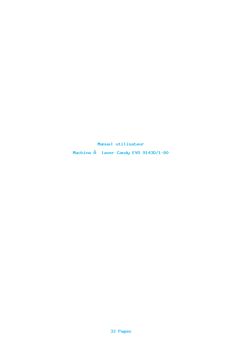 Page 1 de la notice Manuel utilisateur Candy EVO 9143D/1-80