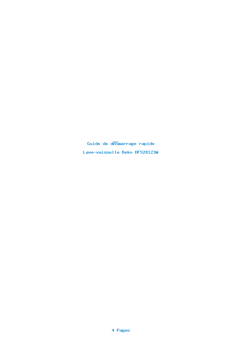Page 1 de la notice Guide de démarrage rapide Beko DFS28123W