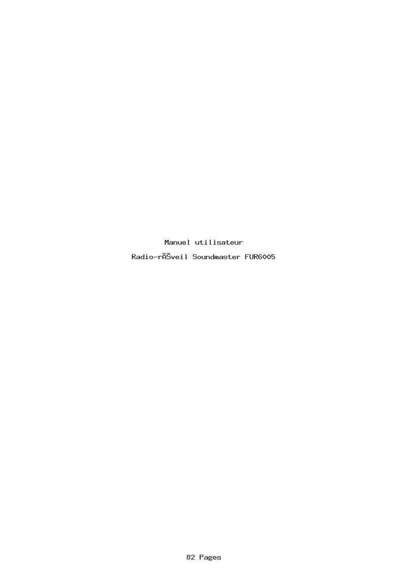 Page 1 de la notice Manuel utilisateur Soundmaster FUR6005