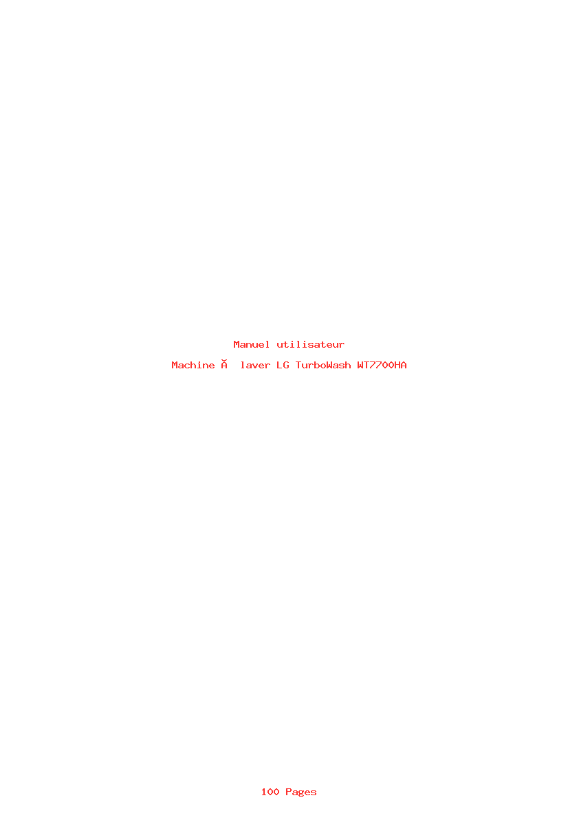 Page 1 de la notice Manuel utilisateur LG TurboWash WT7700HA