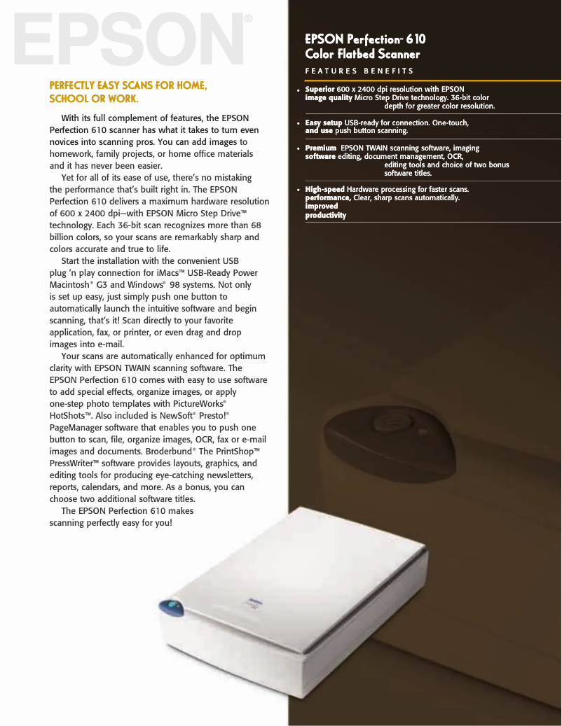 Page 1 of the manual Brochure Epson Perfection 610