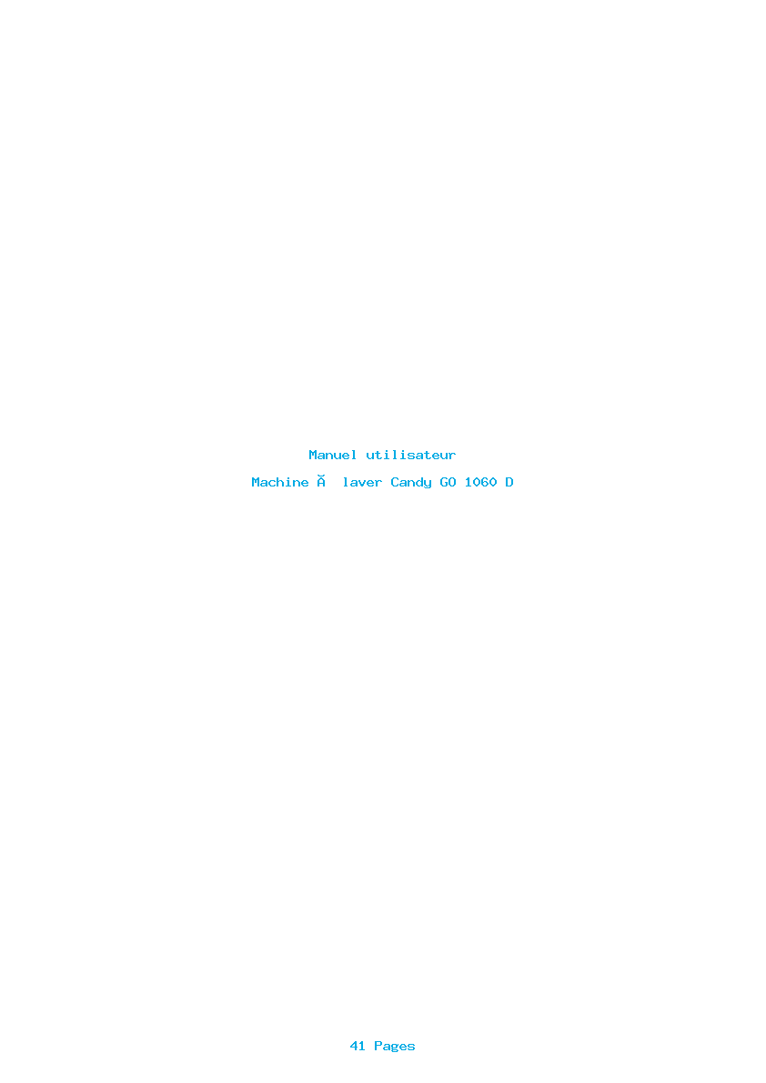 Page 1 de la notice Manuel utilisateur Candy GO 1060 D