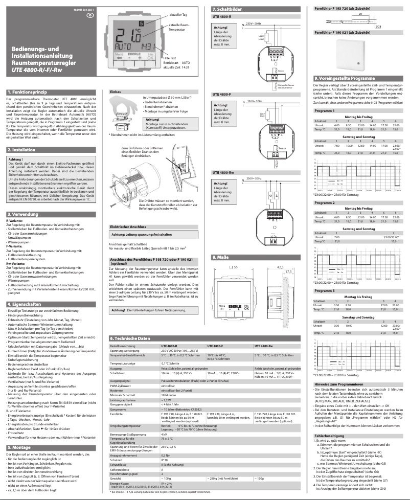 Página 1 del manual Manual de usuario Eberle UTE 4800-R
