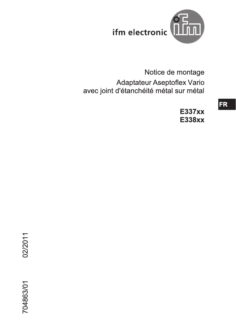 Page 1 de la notice Manuel utilisateur IFM E33702