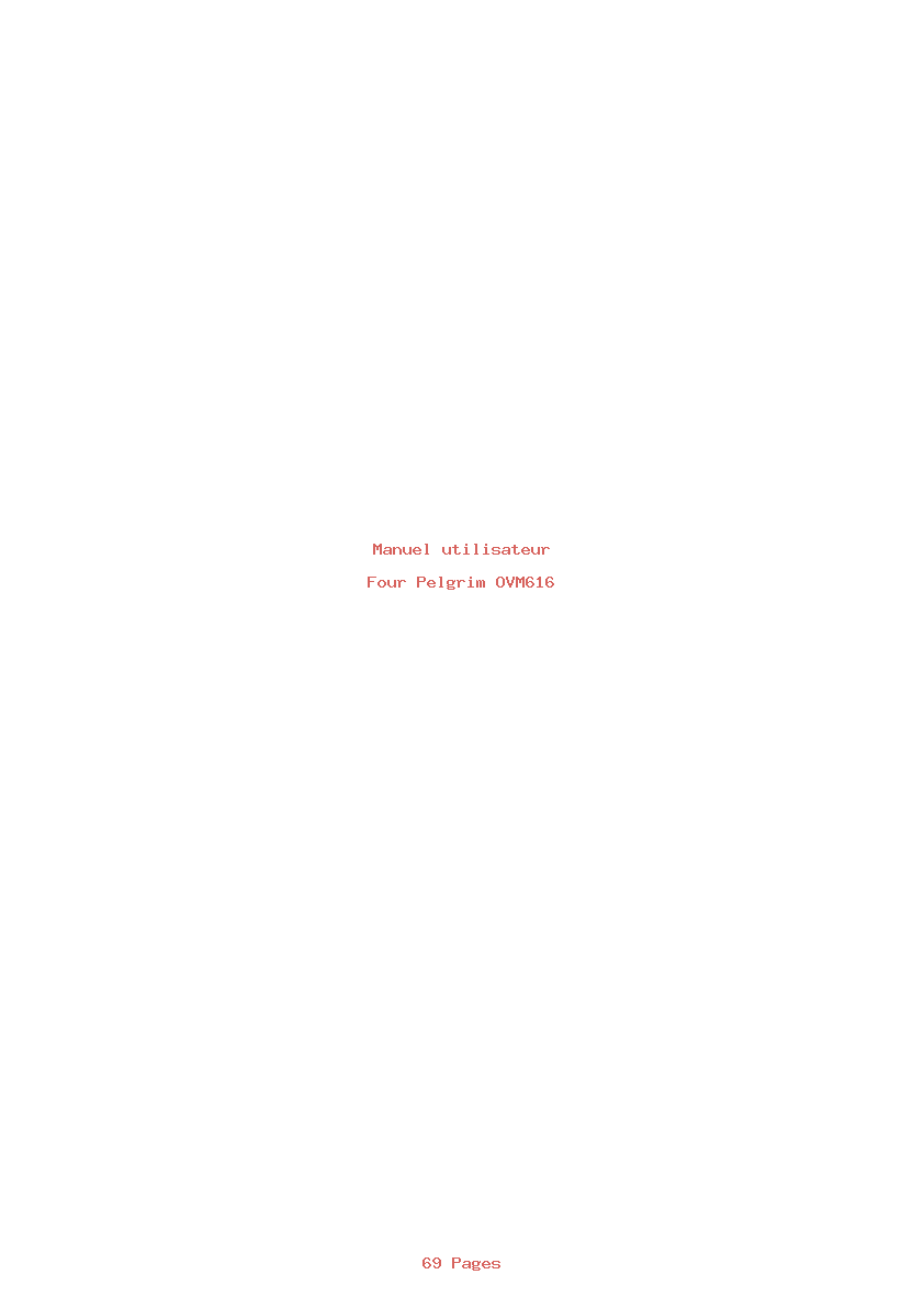 Page 1 de la notice Manuel utilisateur Pelgrim OVM616