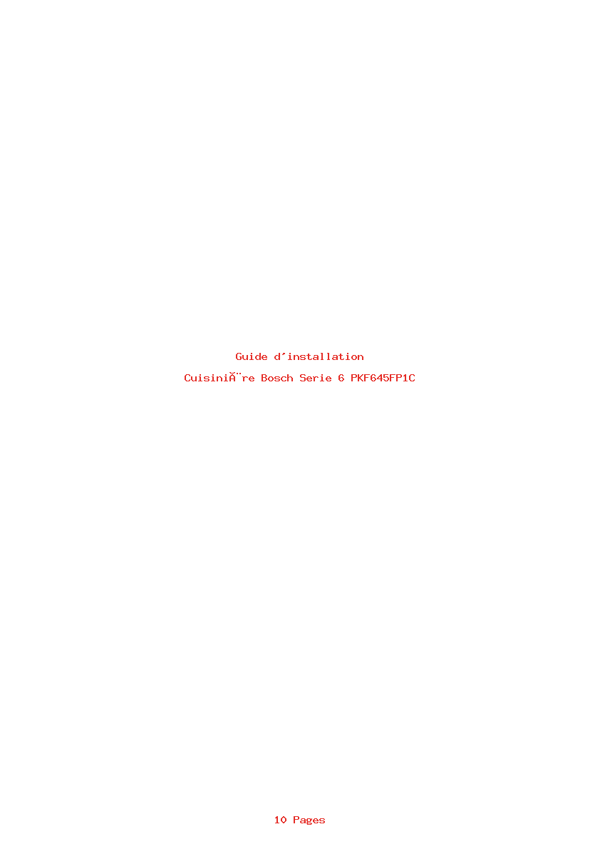 Page 1 de la notice Guide d'installation Bosch Serie 6 PKF645FP1C