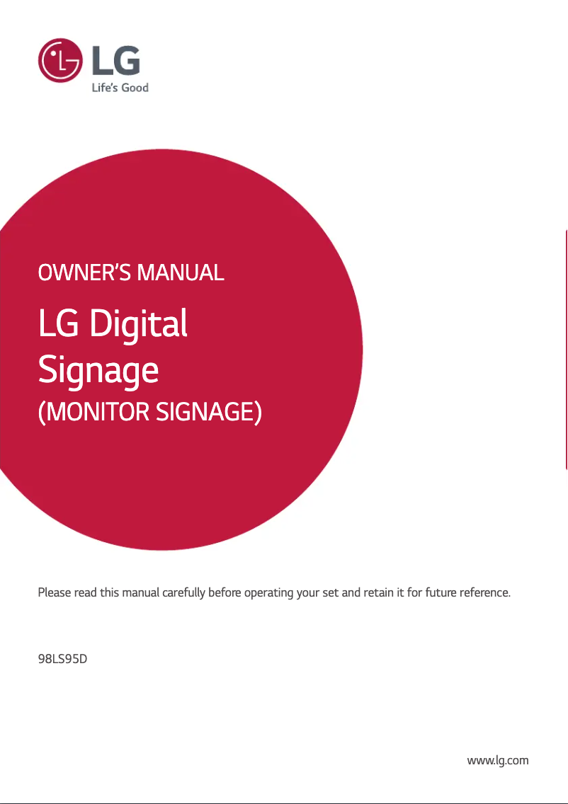 Page 1 de la notice Manuel utilisateur LG 98LS95D-B