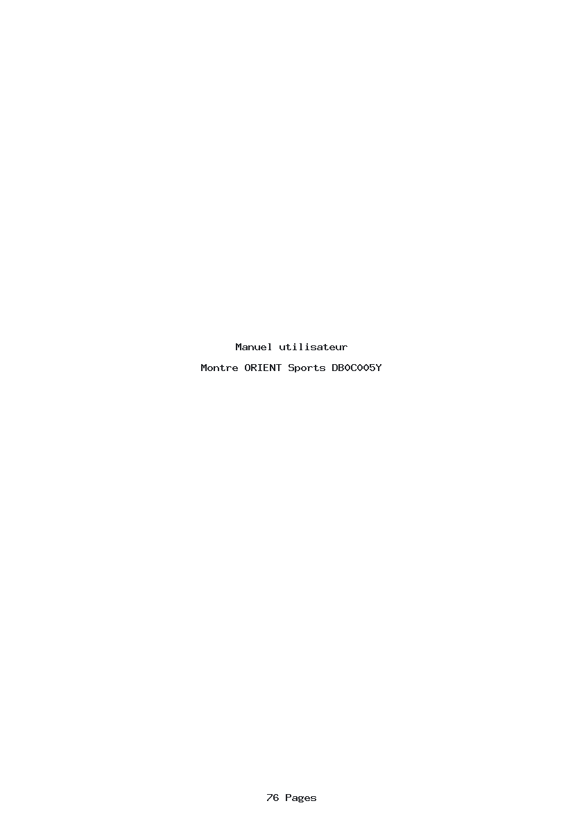 Page 1 de la notice Manuel utilisateur ORIENT Sports DB0C005Y