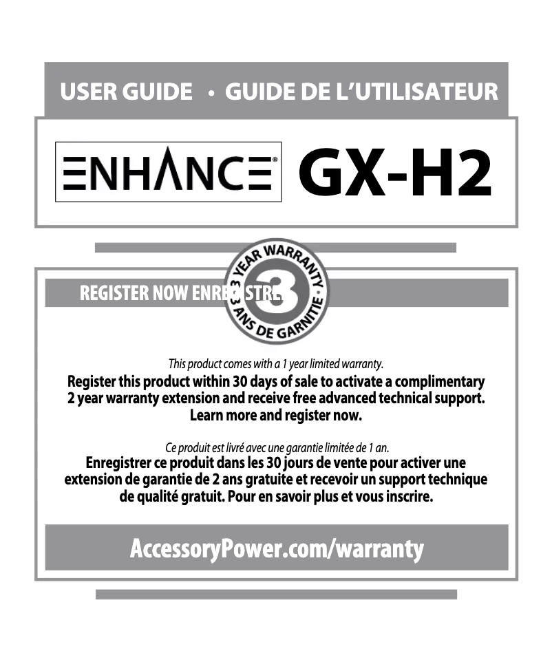 Page 1 de la notice Manuel utilisateur Accessory Power ENHANCE GX-H2