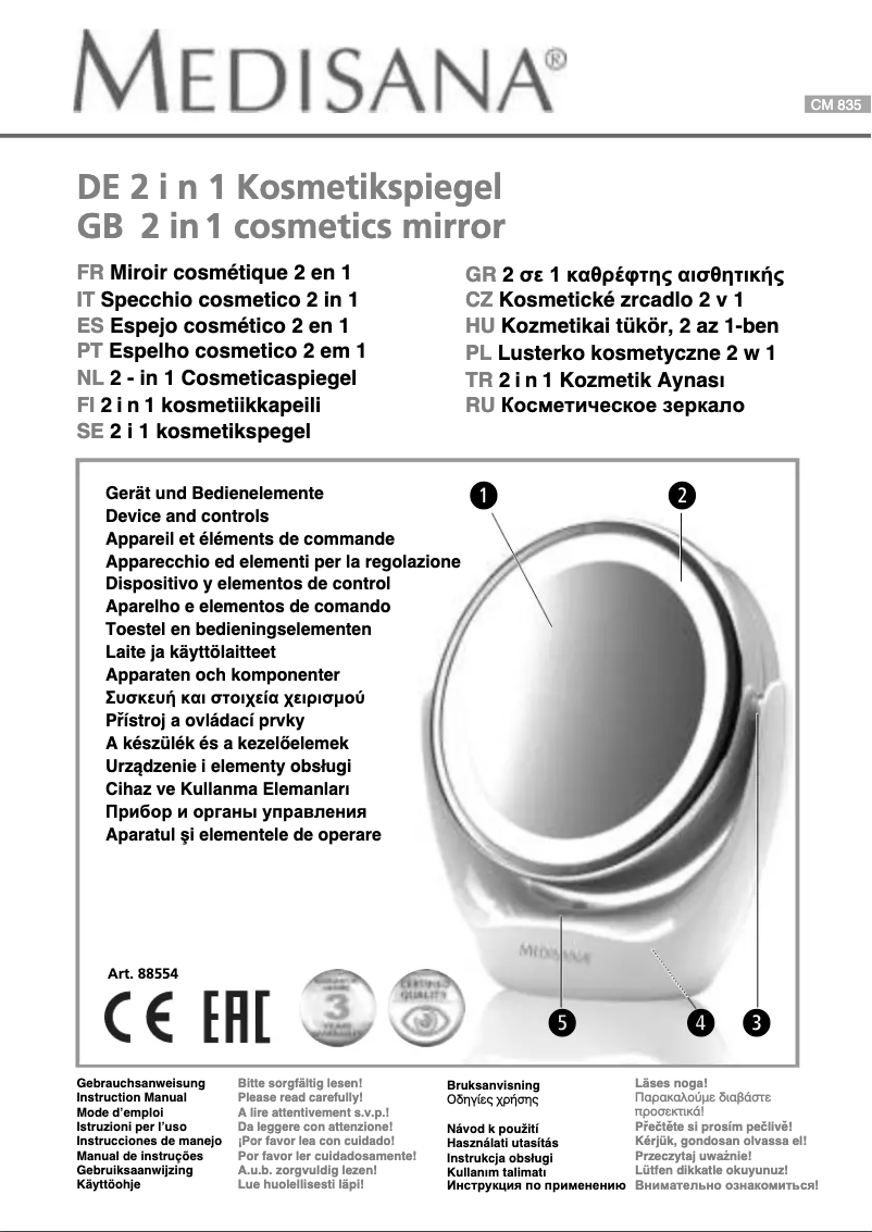 Page 1 de la notice Manuel utilisateur Medisana CM 835