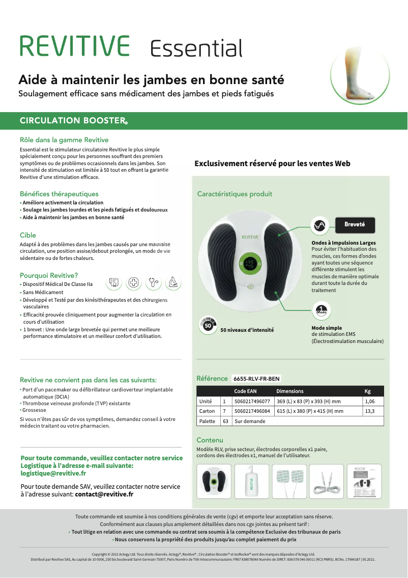 Page 1 de la notice Manuel utilisateur Revitive Essential