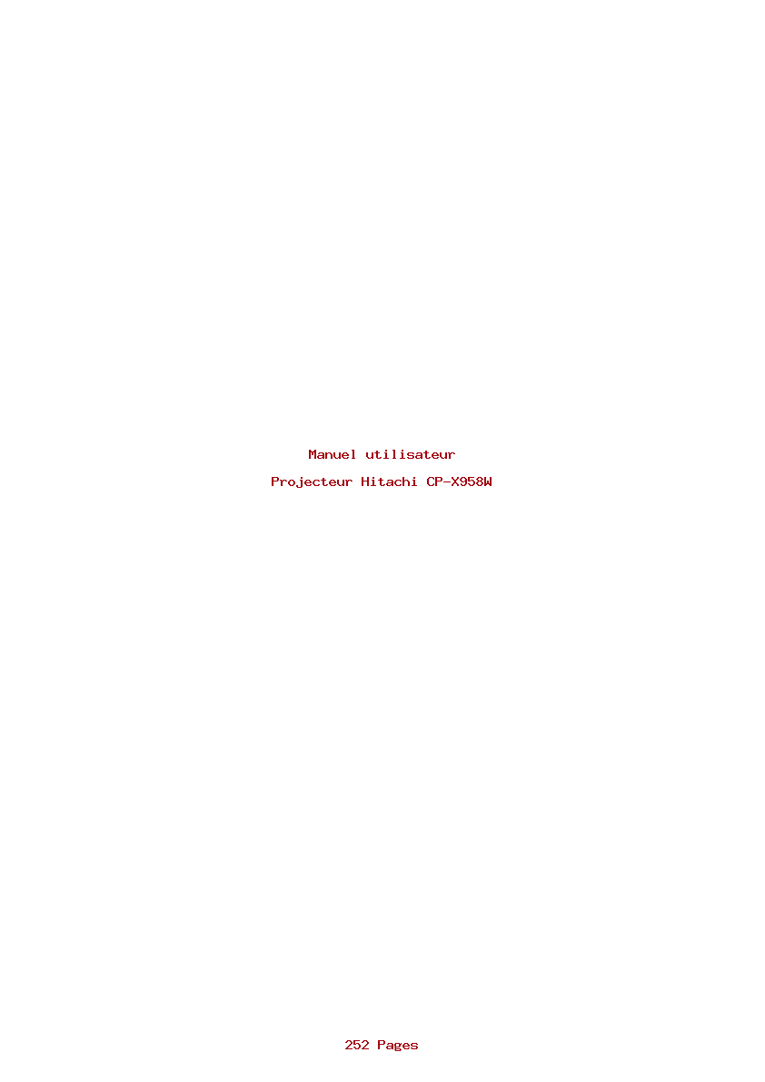 Page 1 de la notice Manuel utilisateur Hitachi CP-X958W