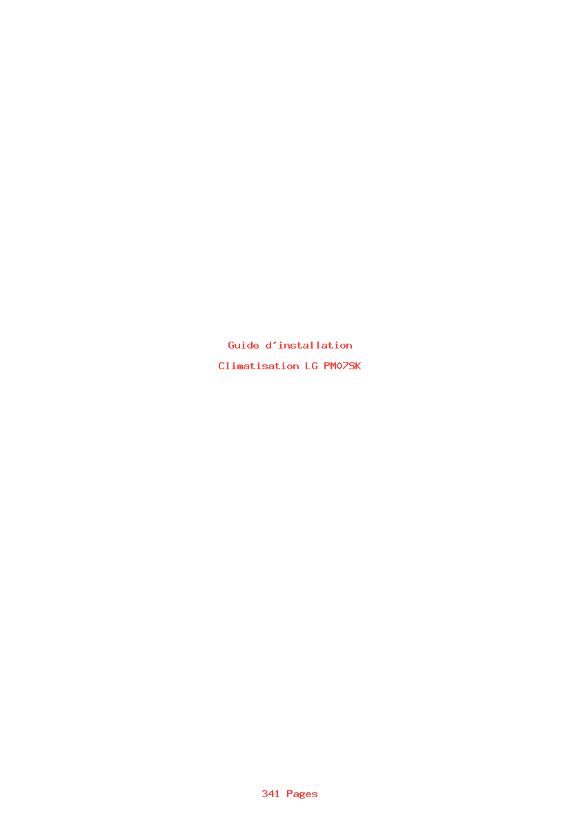 Page 1 de la notice Guide d'installation LG PM07SK