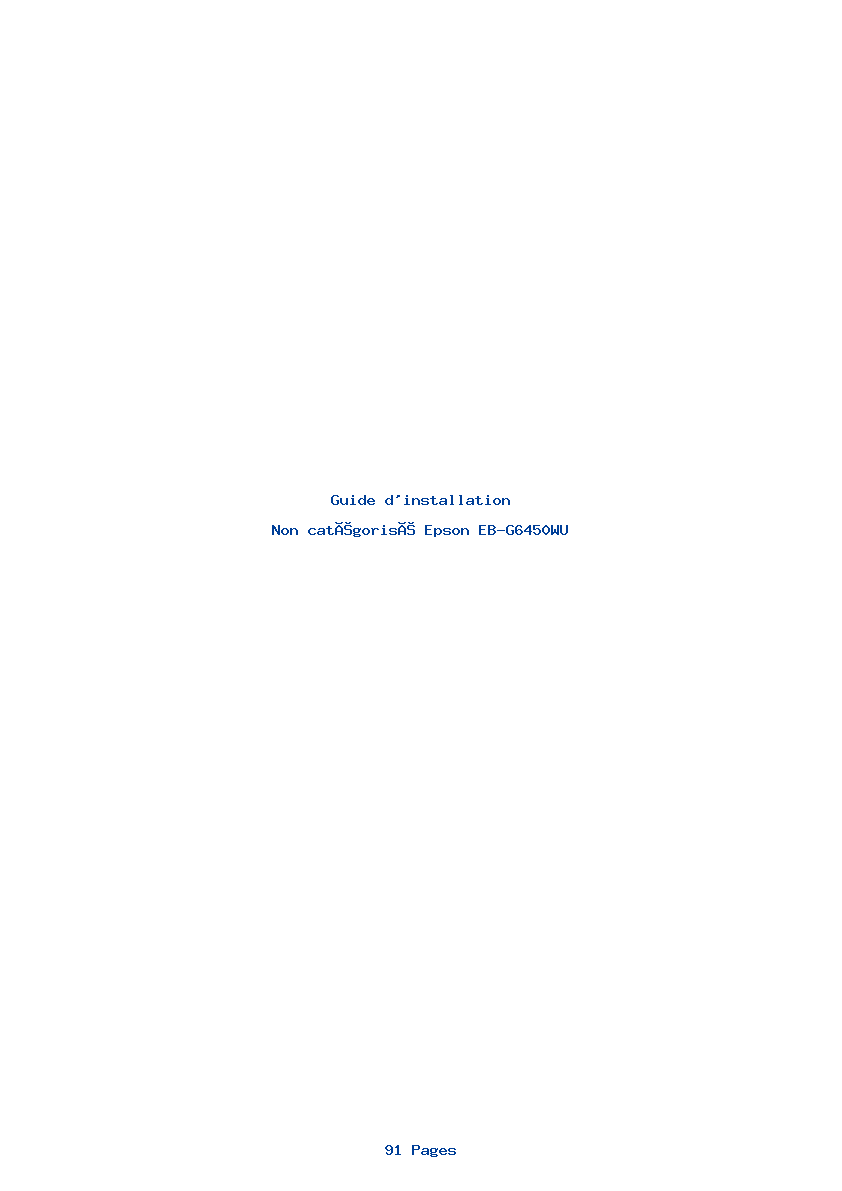 Page 1 de la notice Guide d'installation Epson EB-G6450WU