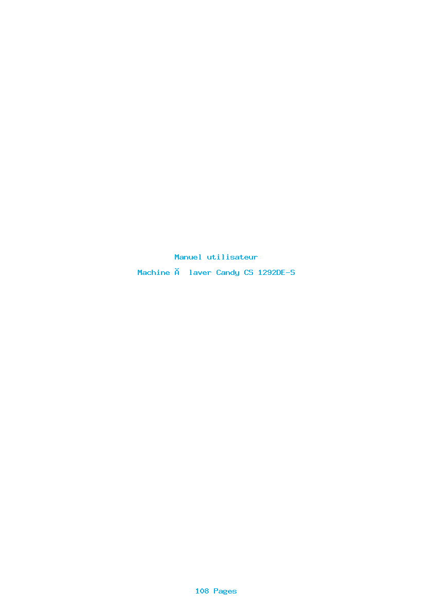 Page 1 de la notice Manuel utilisateur Candy CS 1292DE-S