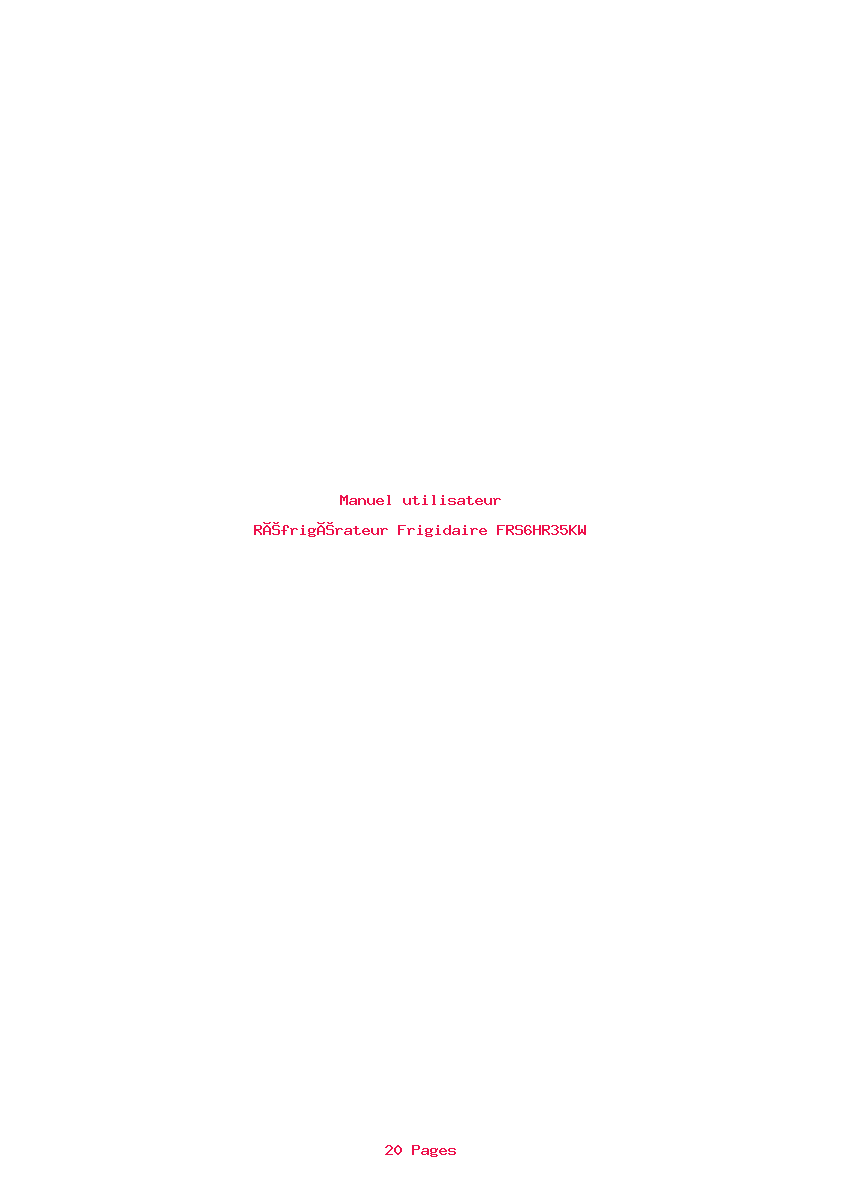 Page 1 de la notice Manuel utilisateur Frigidaire FRS6HR35KW